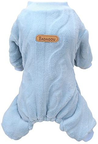 Izefia Suéter para Perro Ropa de Lana de Vellón Sudadera Cálida de Invierno Mono de 4 Piernas Pijama Suéter con Estampado de Torsión para Perro Pequeño Gato Mediano