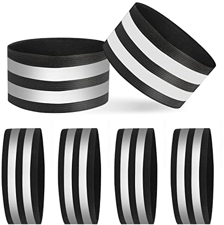 AOROPS Doppel Reflektorbänder, 6 Stück Reflektorbänder mit Klett Reflektierende Sicherheits Armband, Reflektoren Armband Reflektorbänder Schwarz für Outdoor Jogging Radfahren.