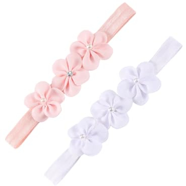 2 Stück Baby Mädchen Stirnbänder, Schleife Kleinkind Kopfbedeckung Haarspangen,Elastische Neugeborene Haarbänder Niedlicher Haarschmuck