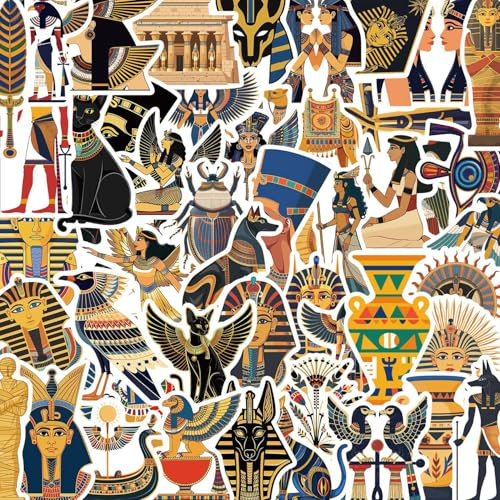 50 pièces autocollants Pharaon égyptien pour valise Skateboard ordinateur portable bouteilles d'eau voiture adolescents garçons filles décalcomanie étanche
