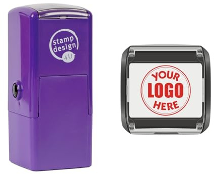 Business Logo Personalised Stamp, 25mm x 25mm Imprint Custom Logo Stamp - Red Ink