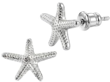 MUMREUES Boucles d'oreilles femme tendance en Argent plaqué forme étoile de mer délicates légères simples coquillages pour l'été et la plage Hypoallergéniques Idées cadeaux pour elle