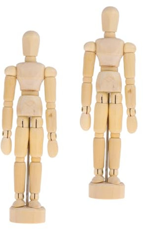 NUOBESTY 2pezzi Modelli Umani in Legno Articolati Figure Snodabili per e Pittura Manichini in Legno Mobili per Studi Anatomici e Pratica