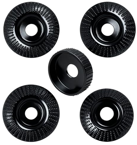 Lot de 5 disques abrasifs pour meuleuse d'angle - Outils de travail du bois pour sculpture et ponçage du bois, bois tendre, bois dur