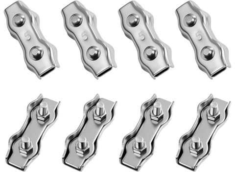Duplex M5 - M5, morsetti per fune metallica in acciaio inox, 5 mm, per fune metallica, fissaggio (M5)