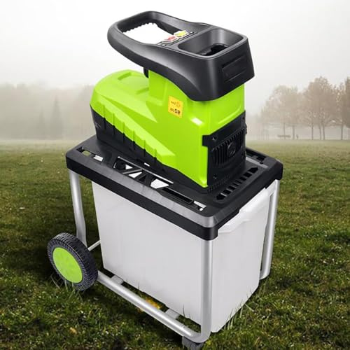 Trituradora eléctrica de madera de 2800 W con recipiente de 60 L y cabezal de corte templado para jardinería ecológica, diseño compacto, incluye cable de 20 m
