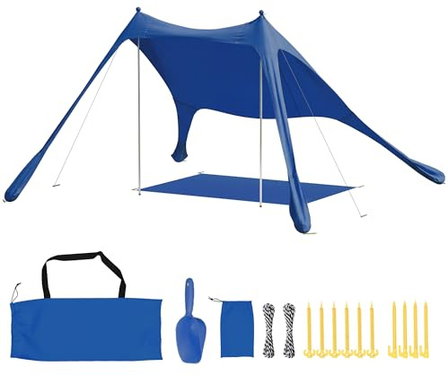 Outsunny Carpa Playa Plegable 208x200 cm para 2-4 Personas UPF50+ Azul