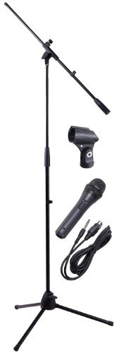 Microphone Stand Kit Containing a dynamic microphone, mic holder, mic stand and boom arm 3M XLR to Jack lead