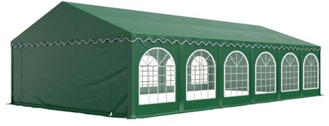 TOOLPORT Festzelt Partyzelt 6x12 m Premium, hochwertige PVC Plane 750 N in dunkelgrün 100% wasserdicht mit Bodenrahmen