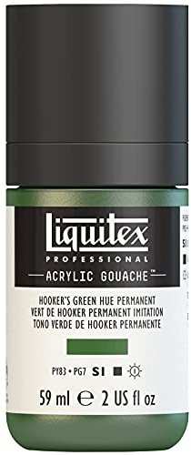 Liquitex 2059224 Professional Acryl Gouache - Hookers Grün Permanent Imit. , 59ml Flasche, matt - Acrylfarbe mit Gouache Eigenschaften, Hochdeckend, Wasserfest & Lichtecht
