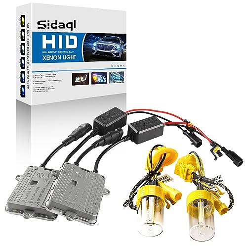 Sidaqi H7 HID Kit 6000K White with 2 Slim 55W HID Ballasts H7 Xenon Bulb Conversion Kit Replacement For Headlight Car Hi/Lo Beam 12V