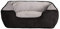 lionto Hundebett 2-in-1 mit komfortablem Einstieg, kuscheliges Heimtierbett zum Wenden für Hunde und Katzen, 60x50 cm, Hundekissen in pflegeleichter Wildlederoptik, schwarz/grau
