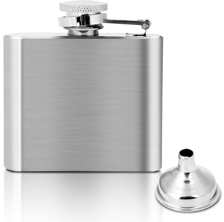 5 Oz Stainless Steel Hip Flask - Leakproof Drinking Set With Funnel for Men, Camping Pocket Easy Pour Whiskey Metal Liquor Flask - Ideal Gift