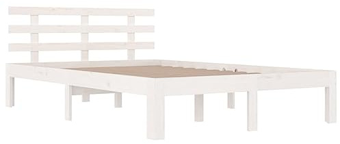 vidaXL Solid Wood Bed Frame Wooden Bedstead Home Indoor Bedroom Furniture Platform Pallet Bed Base Frame White 180x200 cm 6FT Super King