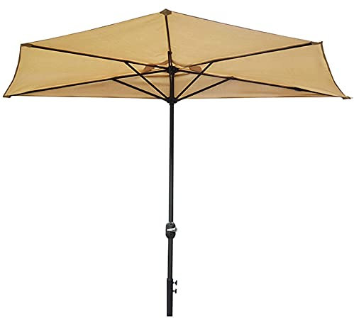 Parasol de marché extérieur demi-parasol extérieur 2,5 m (8,2 pieds), parasol de terrasse étanche, parasols de jardin avec dispositif à manivelle, pour bar, terrasse, plage, terrasse, base non incluse