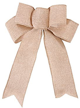 Whakano 2 Stück Weihnachtsschleifen,Weihnachtsbaum Bogen Schleife,Weihnachtsbaum Schleifen Deko,Weihnachtsbaum Hängeornament,für Weihnachtsbaum,Weihnachtskranz,Geschenk Dekoration,19 x 24cm,Khaki