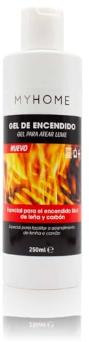 Gel De Encendido 250ml Myhome. Encendido Rápido y Seguro para Barbacoas y Chimeneas. Ideal para Leña y Carbón. No Tóxica, Sin Humos. Larga Duración