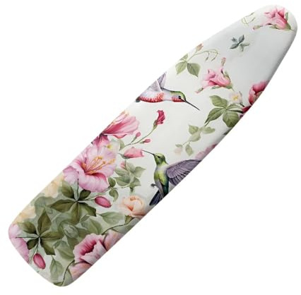 Hummingbird Floral Ironing Board Cover Standard Size 15x54, Thick Padding Elastic Edge Resist Scorching and Staining Heavy Duty Padded Iron Board Covers