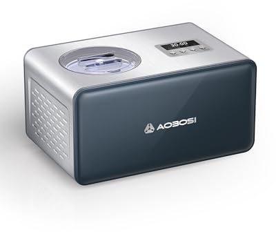 Aobosi Eismaschine,Gelato Sorbet Frozen Yoghurt Maschine,Eismaschine mit abnehmbarem Rührwerk,2L Edelstahl,Tragbares Design,Einfach zu bedienen,Köstliche Eiscreme herstellen