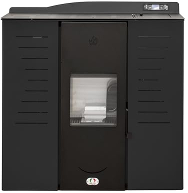 STUFE A PELLET ITALIA Italia 22 KW WiFi - Poêle à Granulés Hydro pour Chauffage et Eau Chaude Efficacité 90% Chauffe 140m² Design Slim Autonomie 16H Programmable 5 Puissances Garantie 24 Mois Noir