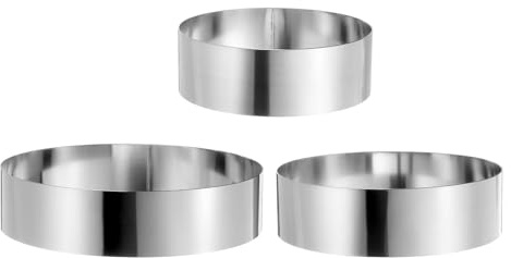 HARFINGTON Round Cake Ring 6/7/8 Inch Seamless Stainless Steel Pastry Mousse Dessert Ring Mirror Coating for Baking Cooking Making Tool