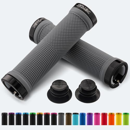JETCAT Bike Grips, Bike Handlebar Grips, Mountain Bike Grips Handlebar, MTB Grips, Bicycle Grips BMX Grips, Bicycle Handlebar Grips Handles for Adults. Ebike, MTB, Scooter, Lock on, Gray/Black