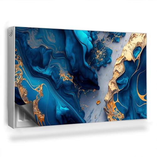 Alfombrilla Magnética 100x60 cm para Radiador Magnético Panel Decorativo Protección contra el Polvo y Daños Fácil Instalación - Pinturas Mixtas, Azul y Blanco.