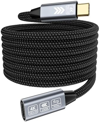 HOTUTUKI USB C förlängningskabel 5M, usb-c förlängningsuttag till kontaktStöder USB c 3.2 förlängning 20 Gpbs/100 W och 4K@60 Hz kompatibel Thunderbolt 4/3