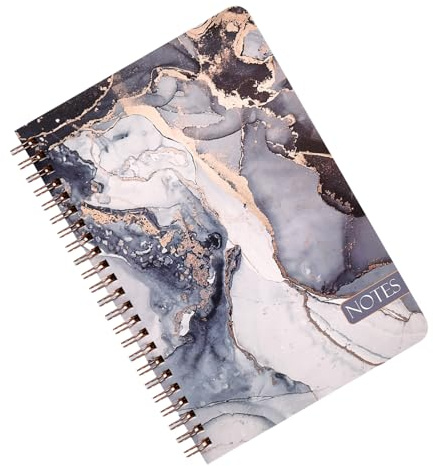 Taccuino a righe con 160 pagine, rilegatura a doppio filo, per scrivere e diari, 14,5 x 21 cm, con cartella tascabile