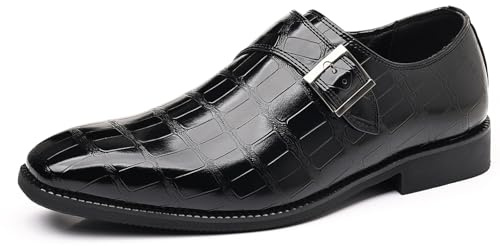 Herr Monkstrap tofflor av PU-läder Oxford formella affärsskor bekväma kostymskor för män