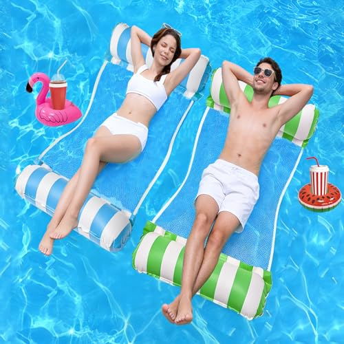 2 Pack Pool Inflatables for Adults, 4-in-1 Inflatable Pool Floats