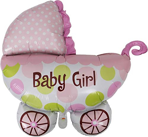 Großer Folienballon * BABY GIRL * für Geburt | 78x62 | Kinder Party Nachwuchs Folien Ballon Helium Deko Ballongas Kinderwagen Mädchen