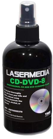 CD DVD Cleaning Solution Fluid (Not a Scratch Remover) 8 Ounce (237 ML) Spray Bottle Cleaner CD-DVD-8 Made in USA