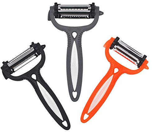 Benoon 2 Pezzi 3 In 1 Pelapatate Rotativo Multifunzionale Per Verdure, Mele Patate Carote Cetrioli Affettatrice Cucina In Acciaio Inox Colore casuale