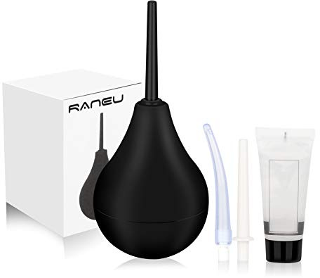 RANEU Enema Bulb Anal Douche Enema Kit for Women & Men with 3 Nozzles (5 Piece Set)