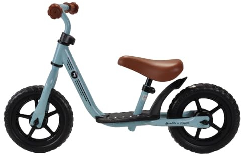 Bandits & Angels Metall-Laufrad Starter Vintage Blau mit Trittbrett ab 2 Jahren – blaues Laufrad – Verstellbarer Sattel 29 bis 39 cm – für Jungen und Mädchen – niedriger Einstieg mit Trittbrett