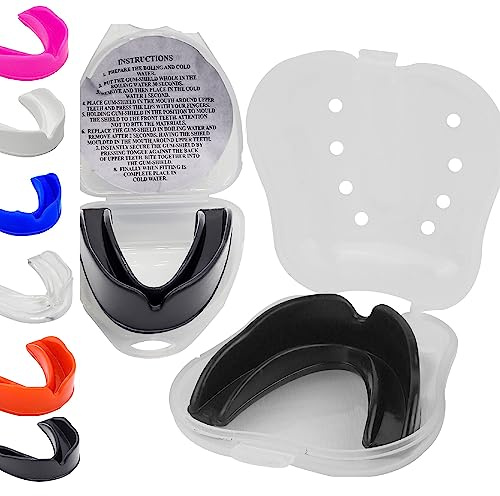 Mouthguards for Sports Gum Shield Kids Mouth Guard Boxing Jaw Protection Slim Fit with Case Rugby Martial Arts Judo Karate MMA Muay Thai Hockey Football Sport Mouthguard Adult Men Junior age 9-12 Year