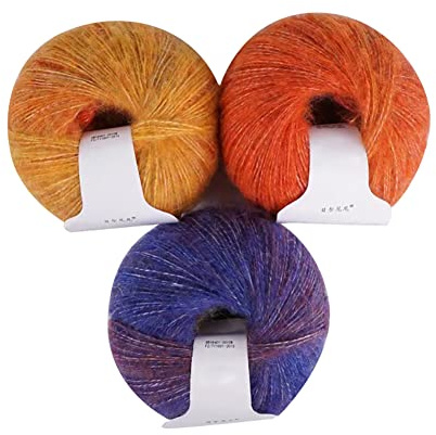 Gomitoli di Lana, 3 Pezzi 90g Multicolore per Maglieria, Mohair Lungo per Lavorare a Maglia, Filato per Indumenti, Sciarpe, Maglione, Scialle, Cappelli