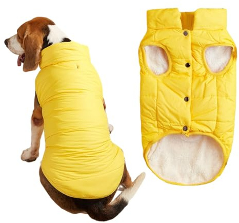 Fansu Abrigo Perro Chaqueta Ropa para Perros, Chaqueta de Algodón Chaleco Caliente a Prueba de Viento, Ropa de Invierno para Mascotas, para Perros Pequeños y Medianos (XS,Amarillo)