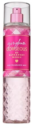 Bath & Body Works Gingham Gorgeous Fine Fragrance Mist, Body Spray & Perfume for Women, Long-Lasting Personal Fragrance – Pink Strawberries, Peony Blooms, and Peach Nectar Scent, 8 fl oz - 1 Pack