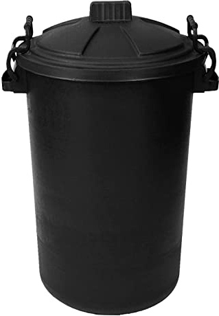 80L Black Extra Large Heavy Duty Storage Dustbin with Lockable Lid – Waste Disposal Bin, Durable Plastic Kitchen & Office Rubbish Bin – Ideal for Home, Commercial & Animal Feed, Outdoor Use. (1)