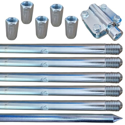 BLYSKAWICA – Erdungsspieß - Erdungsstab - Staberder - Erdspieß Erdung - Kreuzerder - Tiefenerder - verzinkter Stahl – Erdungsstange – Größe - 1,5m Ø16-9m (6x1,5m)