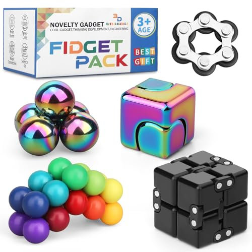 Fidget Spinner Pad Controller Infinity Cube Roller Chain Toy Pack für Erwachsene, Metall Hand Spinner Cool EDC Gadget Stress Relief Geburtstag Ostern Geschenk Party Bevorzugung