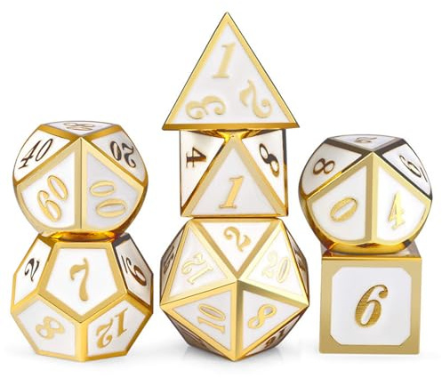 ORUZA 7 Stück DND Metall Würfel Set, Vintage Polyedrischet D&D Würfel für Dungeons und Dragons RPG MTG TTRPG Pathfinder Rollenspiele Tischspiele Würfel