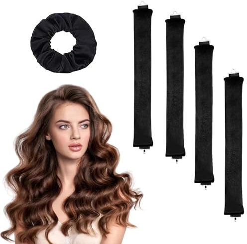 4 riccioli senza calore con 1 cerchietto per capelli, Overnight Blowout Heatless Curls Overnight Curls Blowout Hair Overnight Bigodini per capelli durante la notte, bigodini senza calore