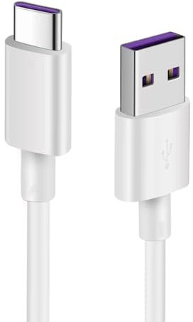 Genérico Cable USB tipo C, carga ultrarrápida de 5 A, cable de datos para teléfono móvil, blanco