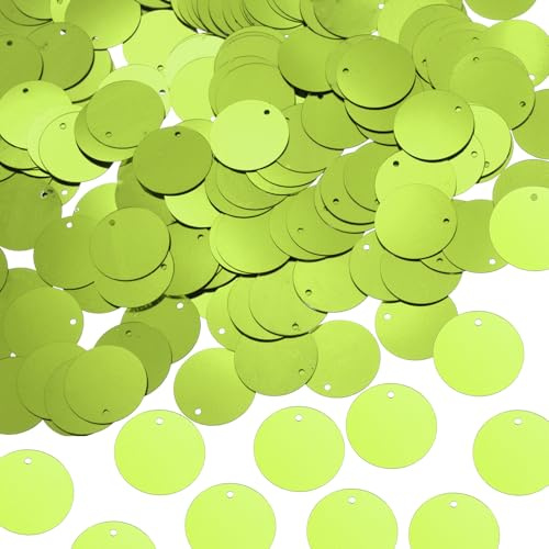 sourcing map 450 Stück flache runde Pailletten, 20 mm, lose Pailletten, Basteln, Nähen, Pailletten mit einseitigem Loch für DIY-Stickerei, Kleidung, Schmuckherstellung, Hellgrün