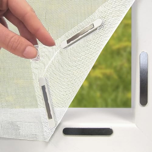 EASYmaxx Insect Protect insektsnät fönster med magnetisk fastsättning | myggnät till storlek | insektsskydd fönster upp till 150 x 180 cm | myggskydd flugnät magnet – enkel montering [vit]