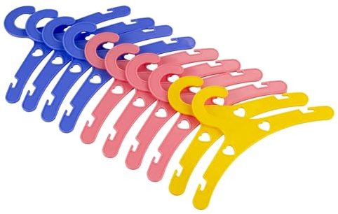 Heless 50778 - Bunte Puppenkleiderbügel, 10 Stück, ca. 18 x 8 cm, Zubehör für den Puppenkleiderschrank
