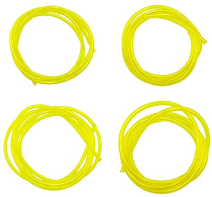 POPAPIE 4 Pièces Tuyau Durite d'essence,Tuyau d'huile Transparent Jaune,Tuyàu de Carburant,Durite Essence Debroussailleuse Pour Souffleur Coupe-Bordure Tronçonneuse Débroussailleuse(4 Tailles)